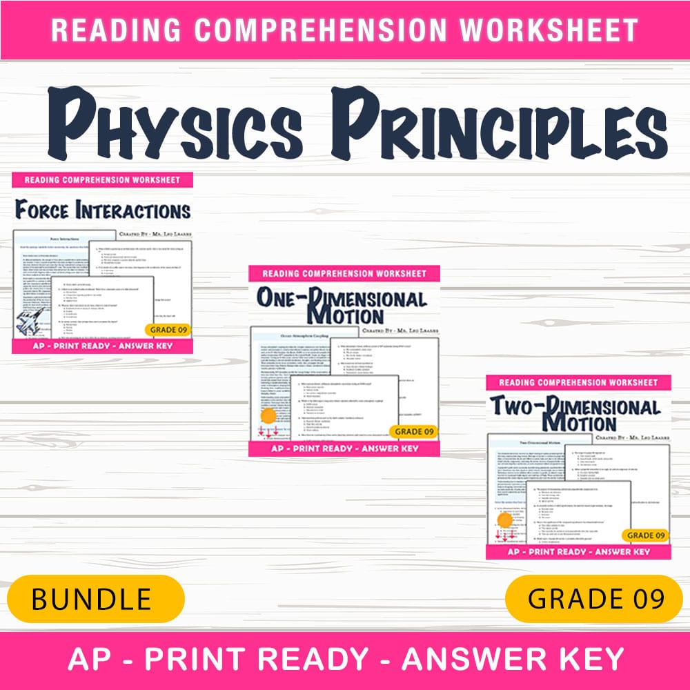Grade 9 Physics Principles Bundle | AP Science Worksheets for Motion & Force — bundle cover