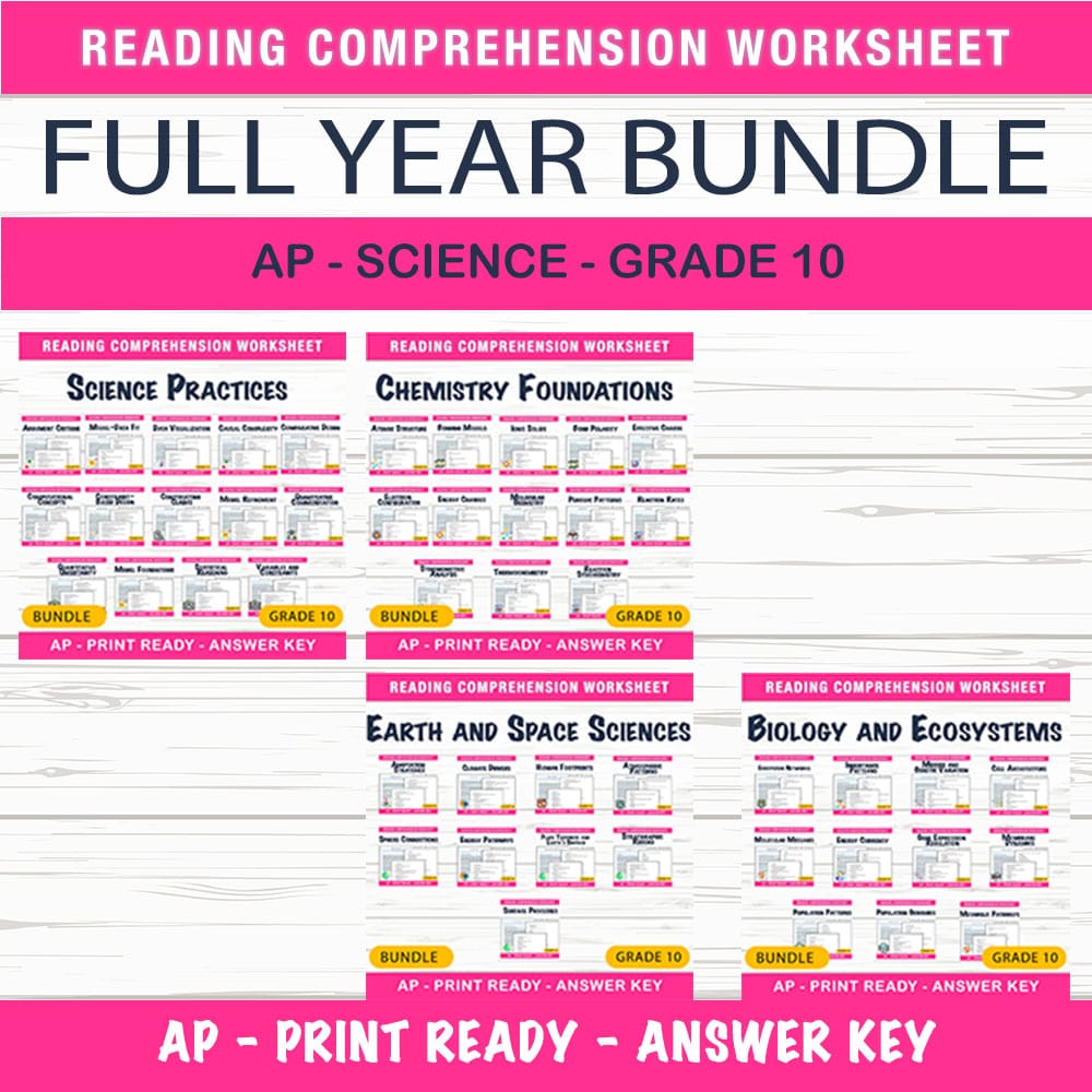 Grade 10 Science AP Bundle – Comprehensive Curriculum with 60 Worksheets — bundle cover