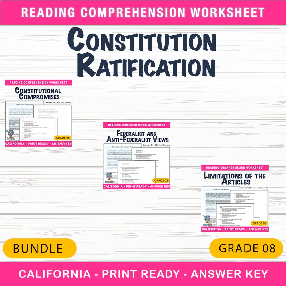 Grade 8 Constitution Ratification Social Studies Custom Bundle | California — bundle cover