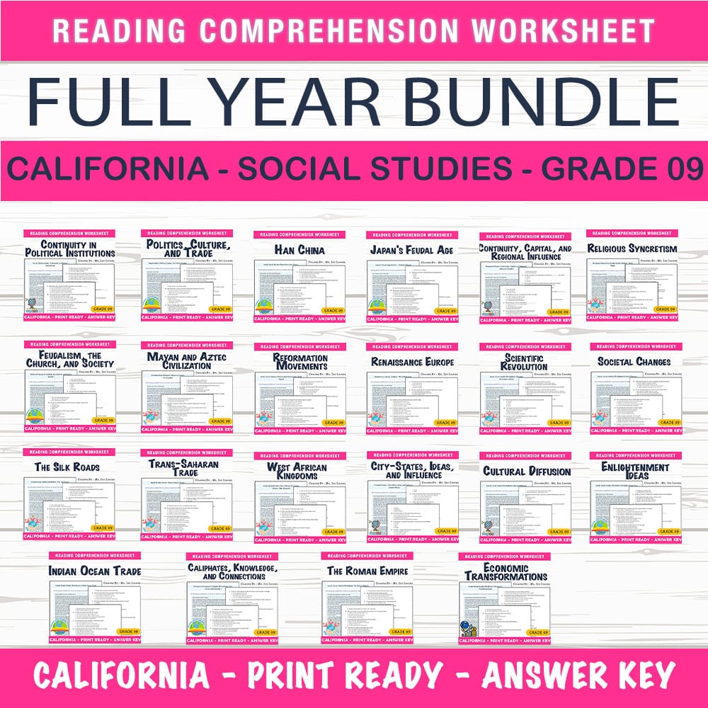 Grade 9 Global Civilizations Social Studies Custom Lesson Bundle – California — bundle cover
