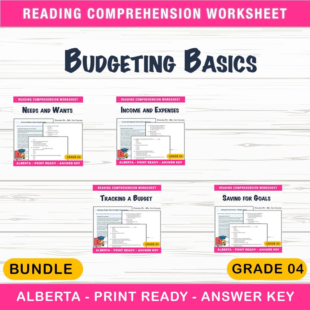 Budgeting Basics Lesson Bundle | Grade 4 Financial Literacy | Alberta — bundle cover