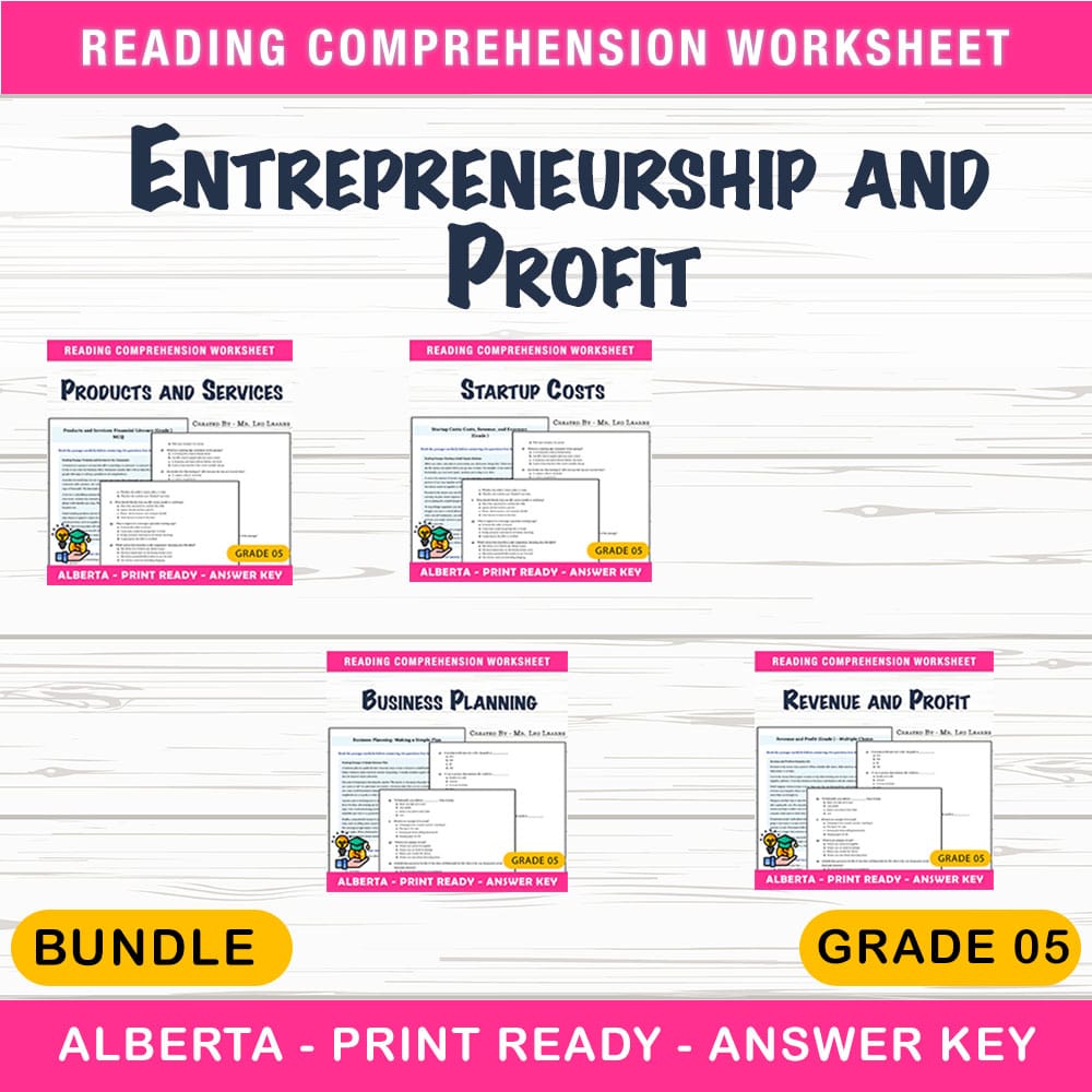 Grade 5 Entrepreneurship and Profit Unit Bundle | Financial Literacy | Alberta — bundle cover