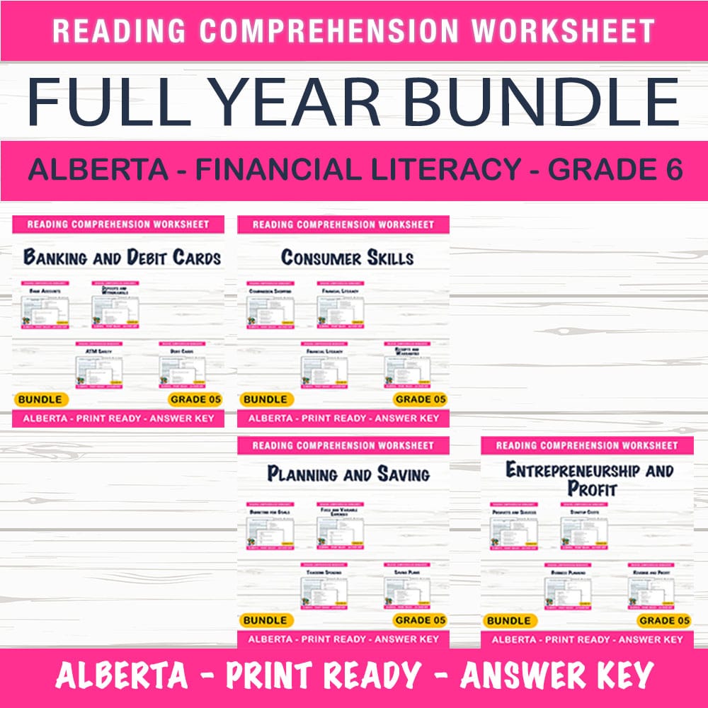 Grade 5 Financial Literacy Lesson Bundle – Alberta Budgeting & Banking — bundle cover