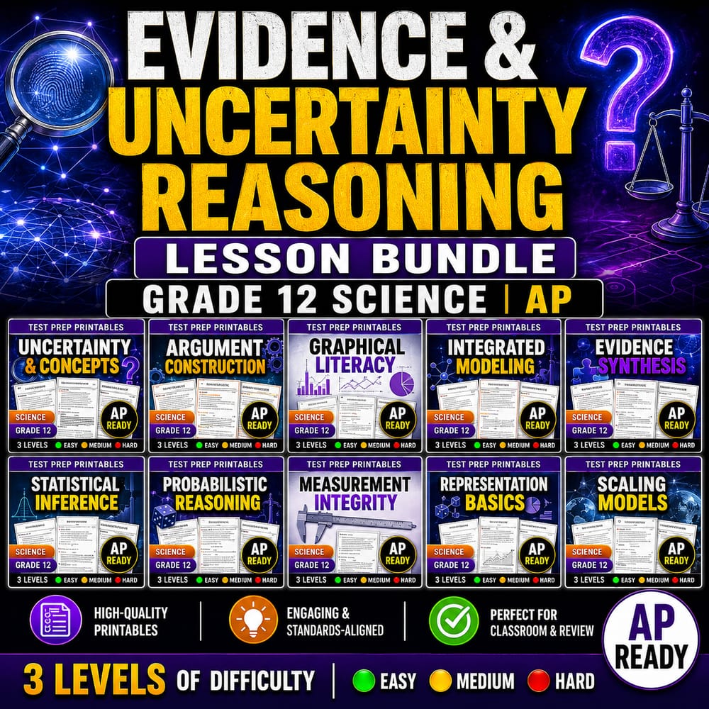 Evidence & Uncertainty Reasoning Lesson Bundle | Grade 12 Science | AP — bundle cover