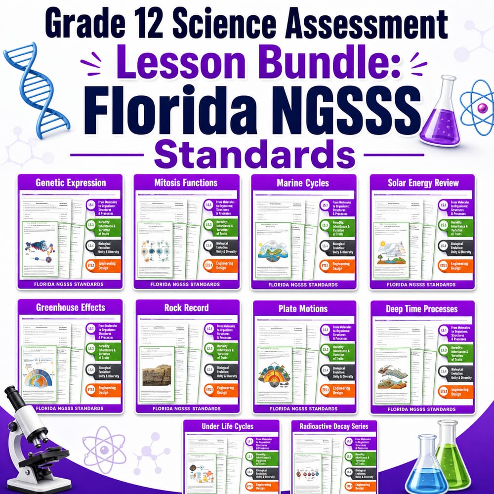 Grade 12 Science Assessment Lesson Bundle: Florida NGSSS Standards — bundle cover