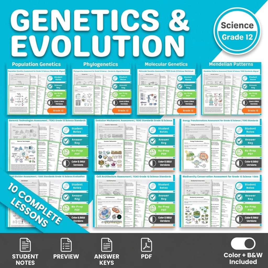 Grade 12 Genetics and Evolution Science Lesson Bundle Unit | TEKS — bundle cover