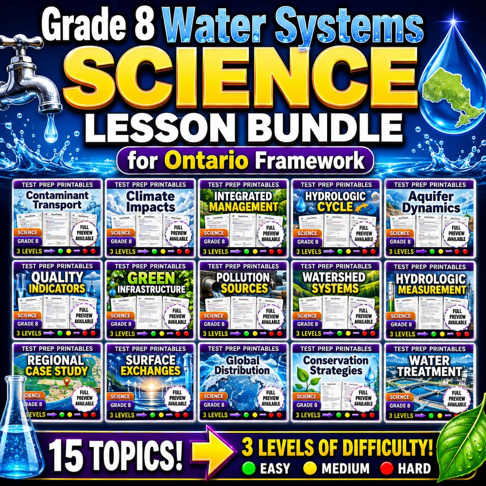 Grade 8 Water Systems Science Lesson Bundle for Ontario Framework — bundle cover