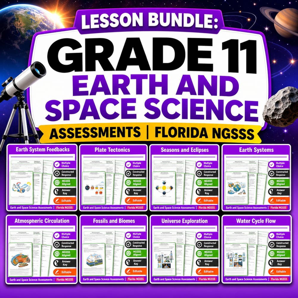 Lesson Bundle: Grade 11 Earth and Space Science Assessments | Florida NGSSS — bundle cover