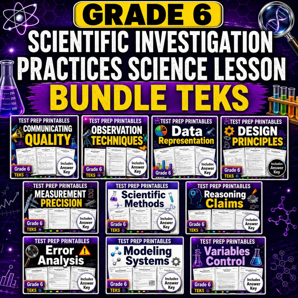 Grade 6 Scientific Investigation Practices Science Lesson Bundle TEKS — bundle cover