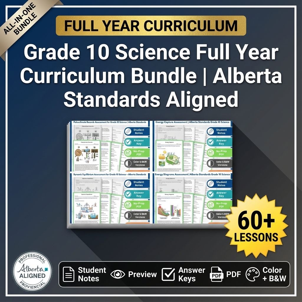 Grade 10 Science Assessment Full Year Curriculum | Alberta Framework Standards — bundle cover