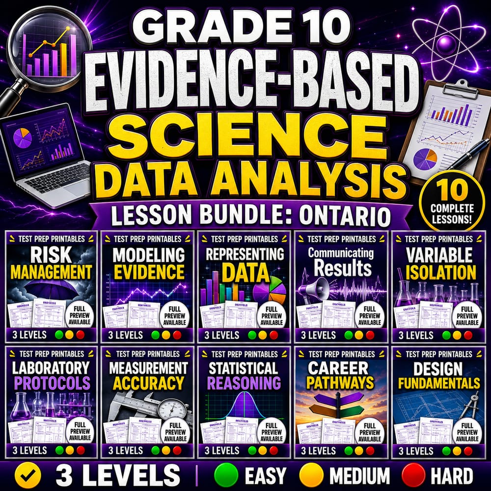 Grade 10 Evidence-Based Science Data Analysis Lesson Bundle: Ontario — bundle cover