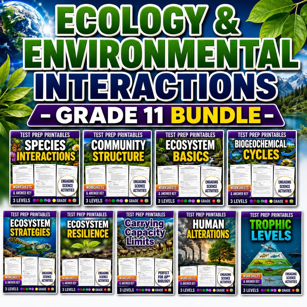 Ecology & Environmental Interactions Lesson Bundle | Grade 11 Science | TEKS — bundle cover