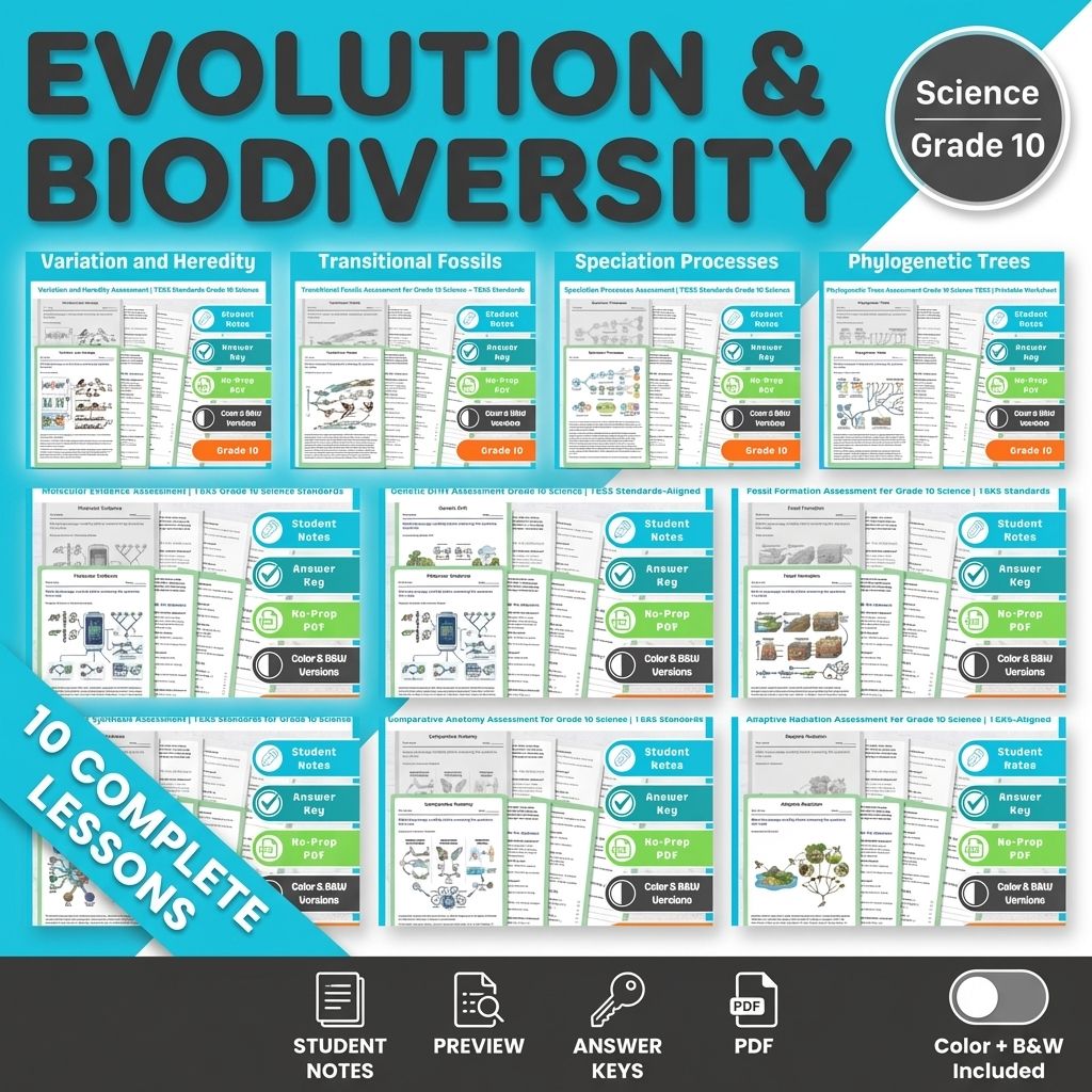 Grade 10 Evolution and Heredity Science Lesson Bundle for TEKS Standards — bundle cover