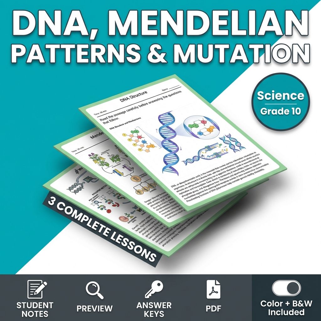 Grade 10 Science | DNA, Mendelian Patterns & Mutation NGSS Assessment — bundle cover