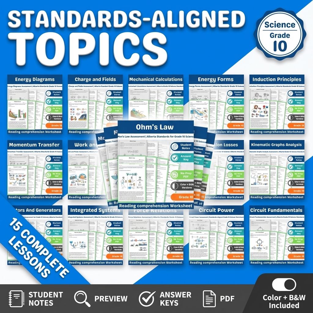 Grade 10 Energy, Motion and Electricity Science Lesson Bundle: Alberta — bundle cover