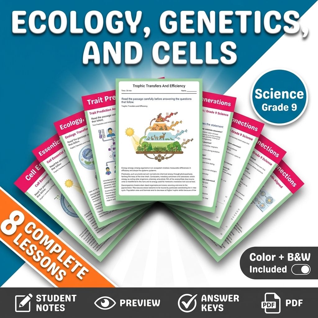 Grade 9 Ecology, Genetics, and Cells Science Lesson Bundle – General — bundle cover
