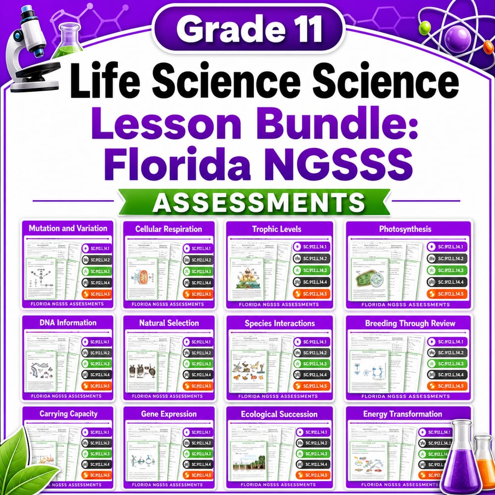 Grade 11 Population, Genetics & Energy Systems Science Lesson Bundle: Florida NGSSS — bundle cover