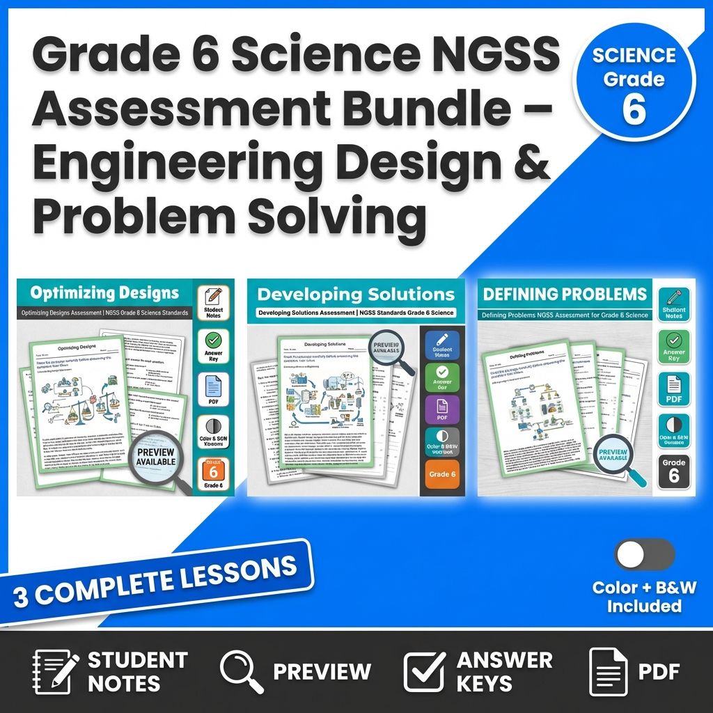 Lesson Grade 6 Science | Engineering Design Standards-Aligned Not Specified — bundle cover