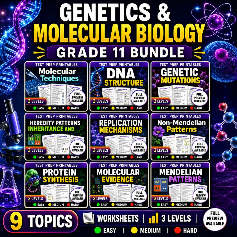 Genetics & Molecular Biology Lesson Bundle | Grade 11 Science | TEKS — bundle cover