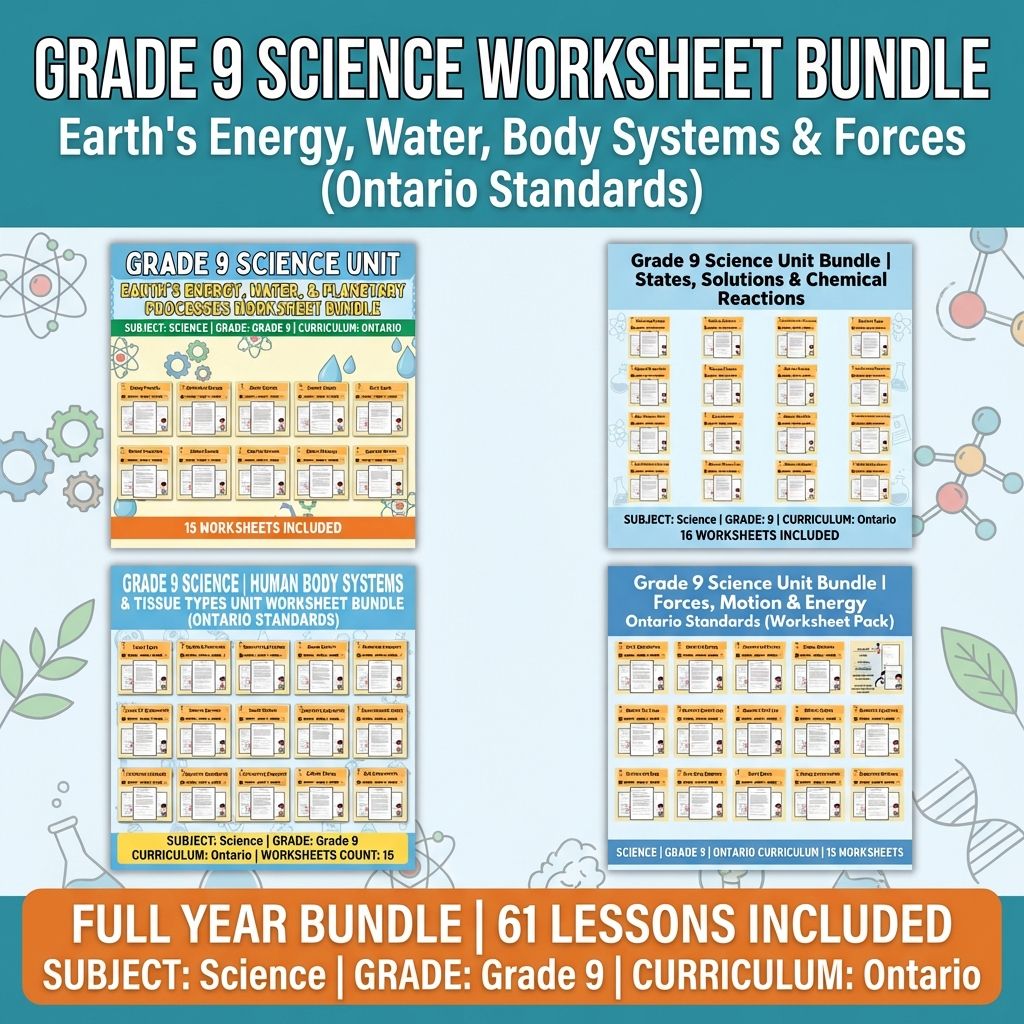 Grade 9 Science Worksheet Bundle | Physics, Biology & Earth Science  — bundle cover