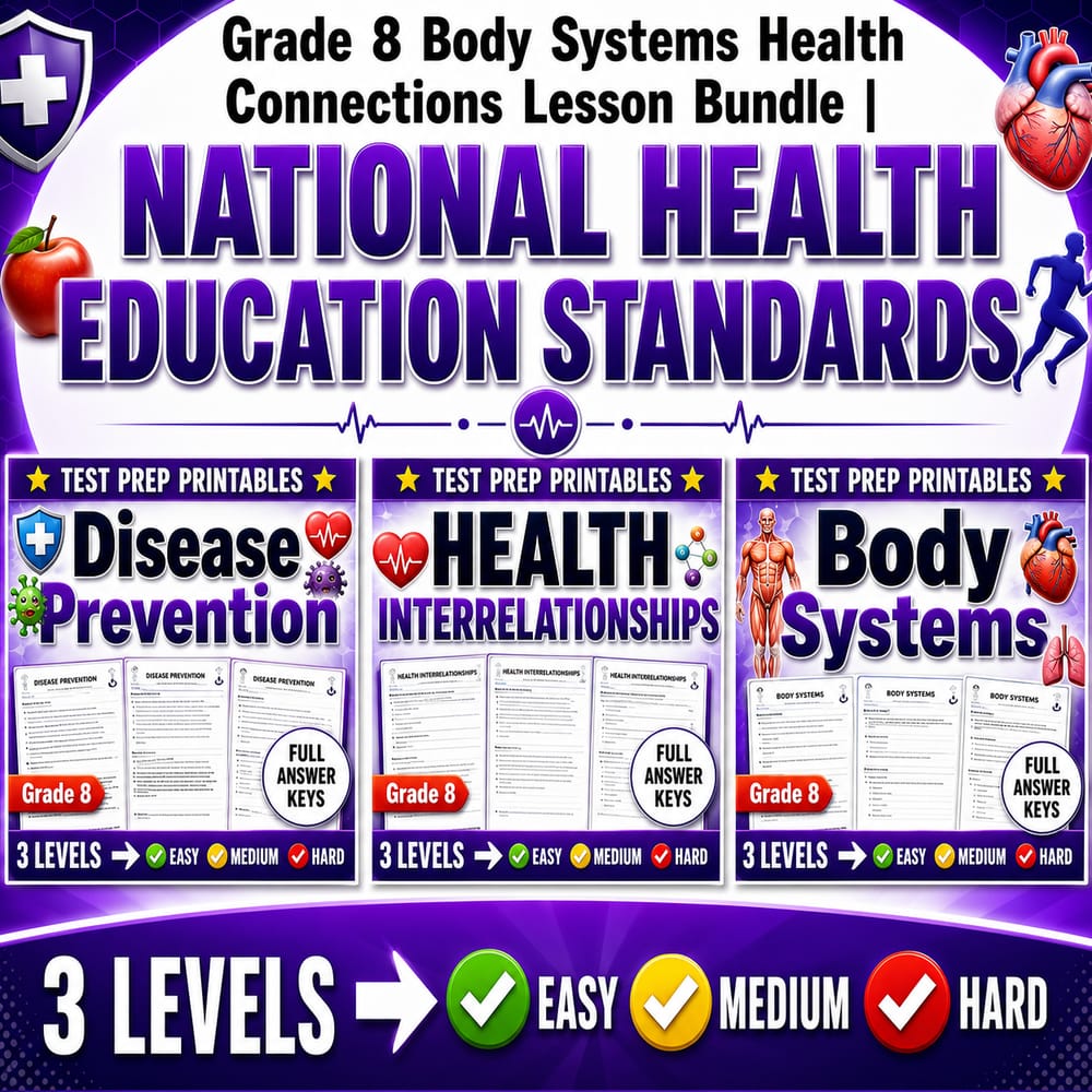 Grade 8 Body Systems Health Connections Lesson Bundle | National Health Education Standards — bundle cover