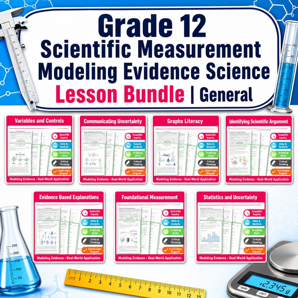 Grade 12 Scientific Measurement Modeling Evidence Science Lesson Bundle | General — bundle cover