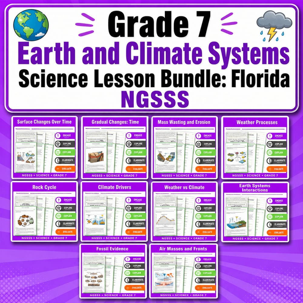 Grade 7 Earth and Climate Systems Science Lesson Bundle: Florida NGSSS — bundle cover