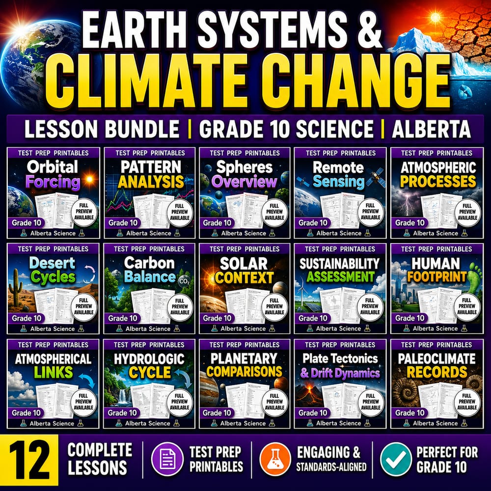 Earth Systems & Climate Change Lesson Bundle | Grade 10 Science | Alberta — bundle cover