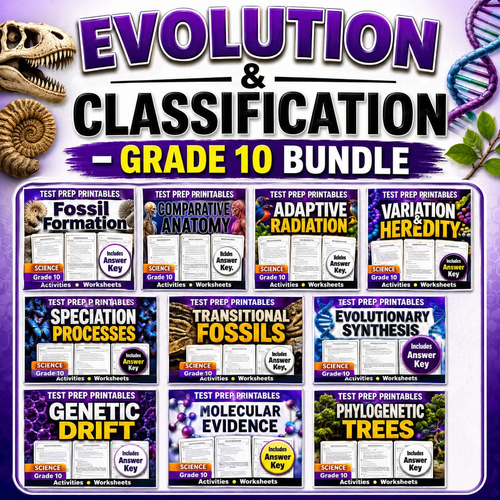 Evolution & Classification Lesson Bundle|Grade 10 Science|Texas Essential Knowledge & Skills — bundle cover