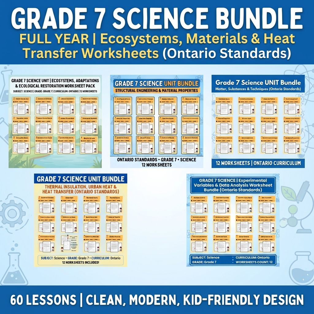 Grade 7 Science Worksheet Bundle – Inquiry, Measurement & Ecosystems  — bundle cover