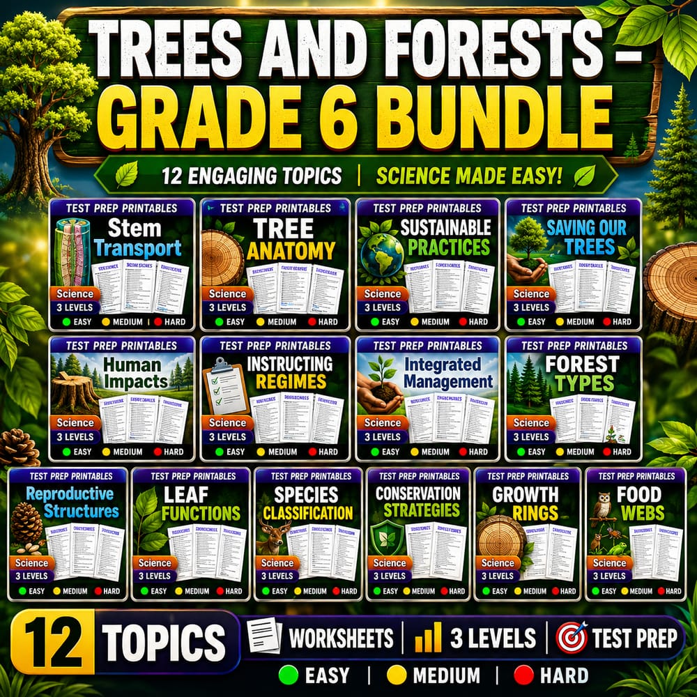 Trees and Forests Lesson Bundle | Grade 6 Science | Alberta Framework — bundle cover