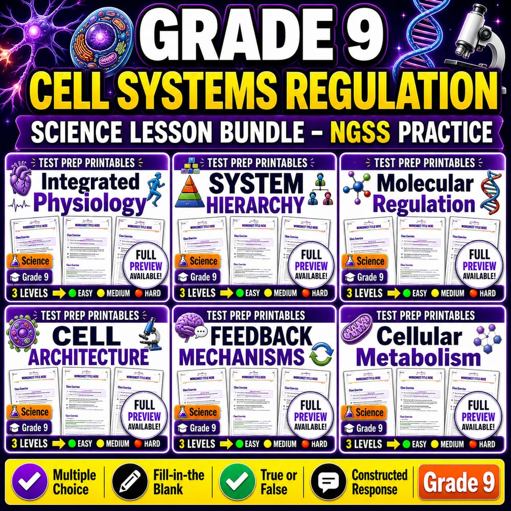 Grade 9 Cell Systems Regulation Science Lesson Bundle – NGSS Practice — bundle cover