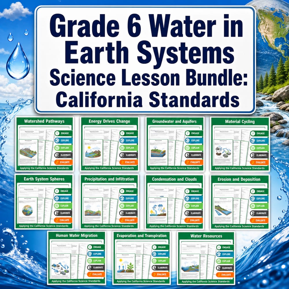 Grade 6 Water in Earth Systems Science Lesson Bundle: California Standards — bundle cover
