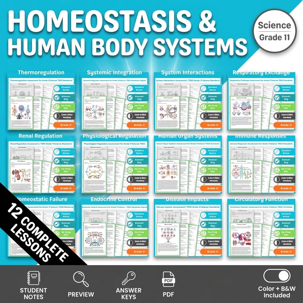Grade 11 Homeostasis & Human Body Systems Science: Lesson Bundle TEKS — bundle cover