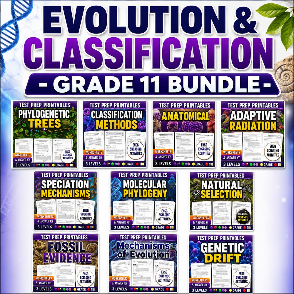Evolution & Classification Lesson Bundle | Grade 11 Science | TEKS — bundle cover