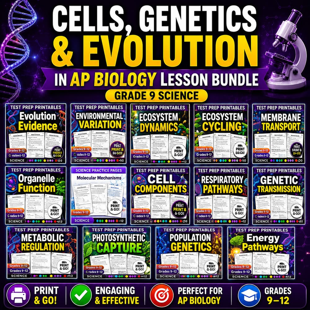 Cells, Genetics & Evolution in AP Biology Lesson Bundle | Grade 9 Science — bundle cover
