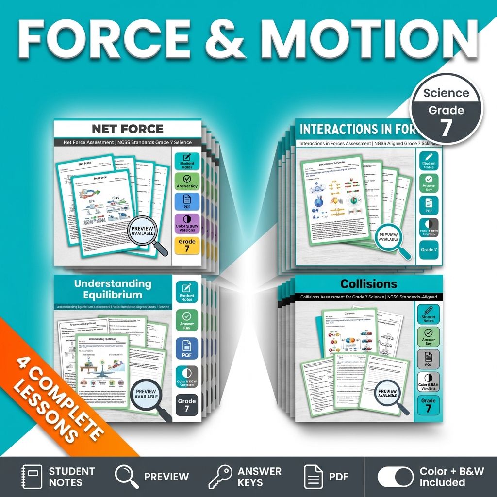 Grade 7 Science Mini Bundle – Forces & Interactions NGSS Unit (Printable) — bundle cover