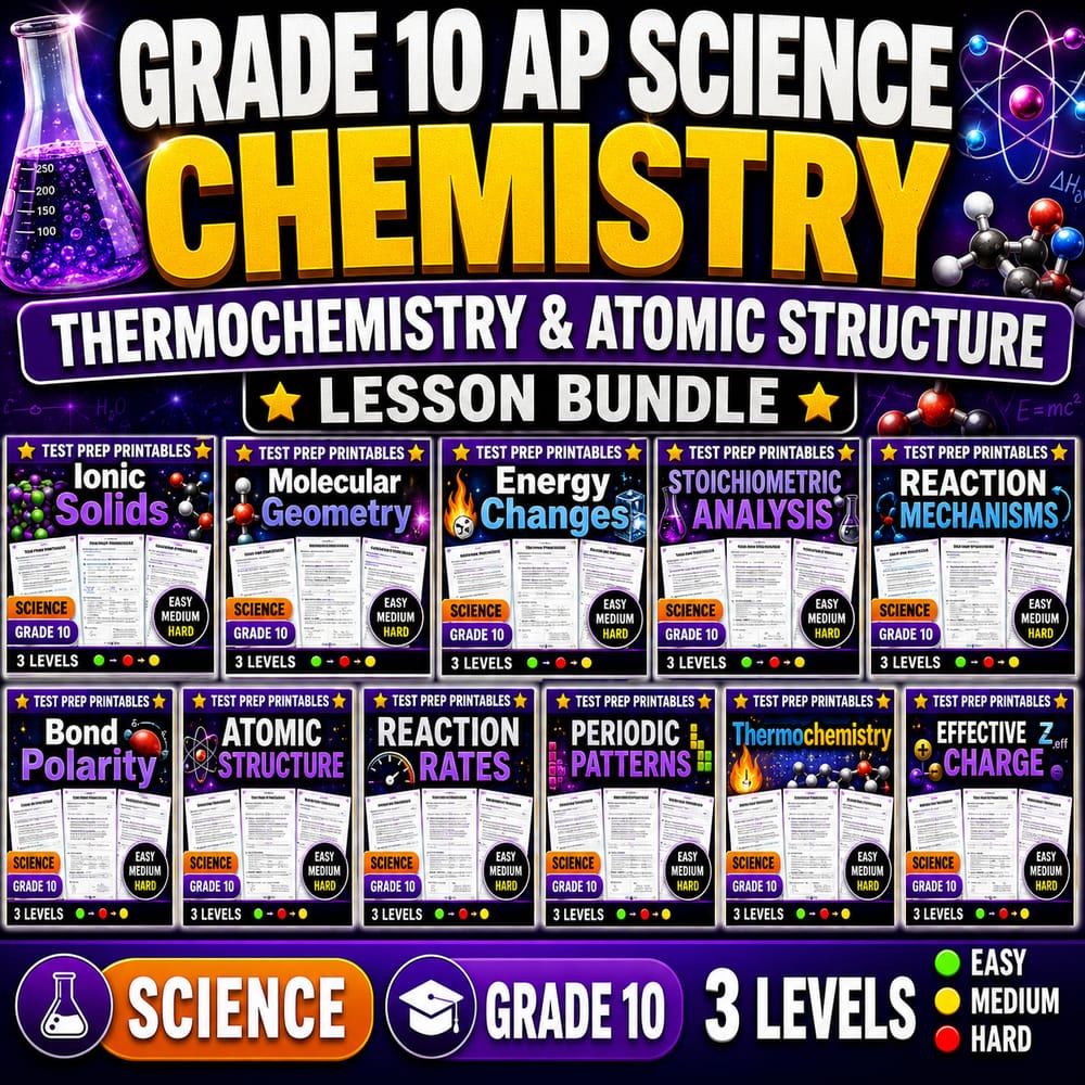 Grade 10 AP Science Chemistry Thermochemistry & Atomic Structure Lesson Bundle — bundle cover