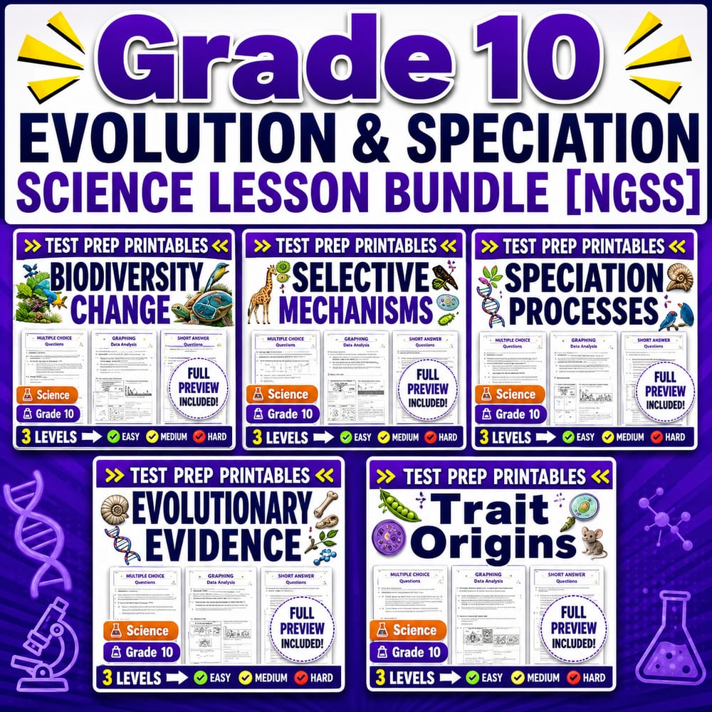 Grade 10 Evolution & Speciation Science Lesson Bundle (NGSS) — bundle cover