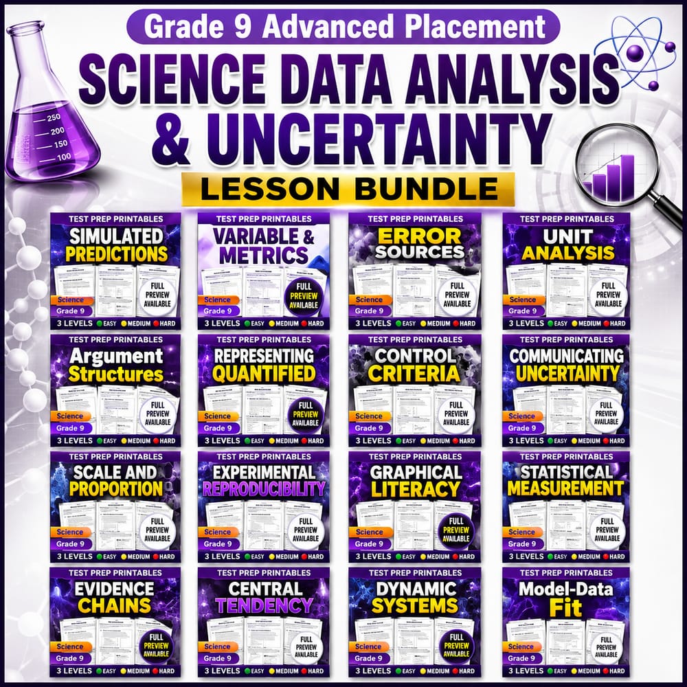 Grade 9 Advanced Placement Science Data Analysis & Uncertainty Lesson Bundle — bundle cover
