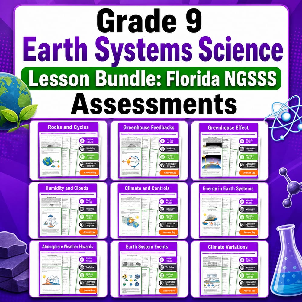 Grade 9 Earth Systems Science Lesson Bundle: Florida NGSSS Assessments — bundle cover