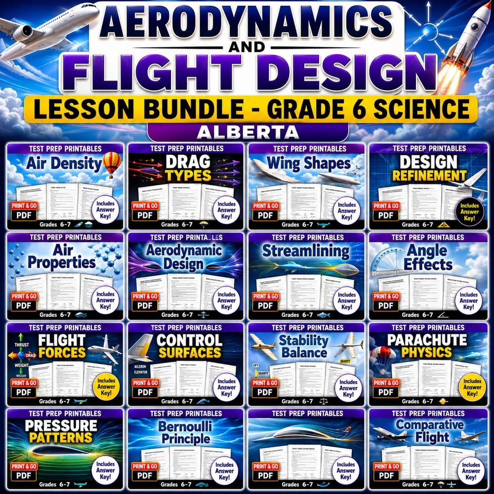Aerodynamics and Flight Design Lesson Bundle – Grade 6 Science Alberta — bundle cover