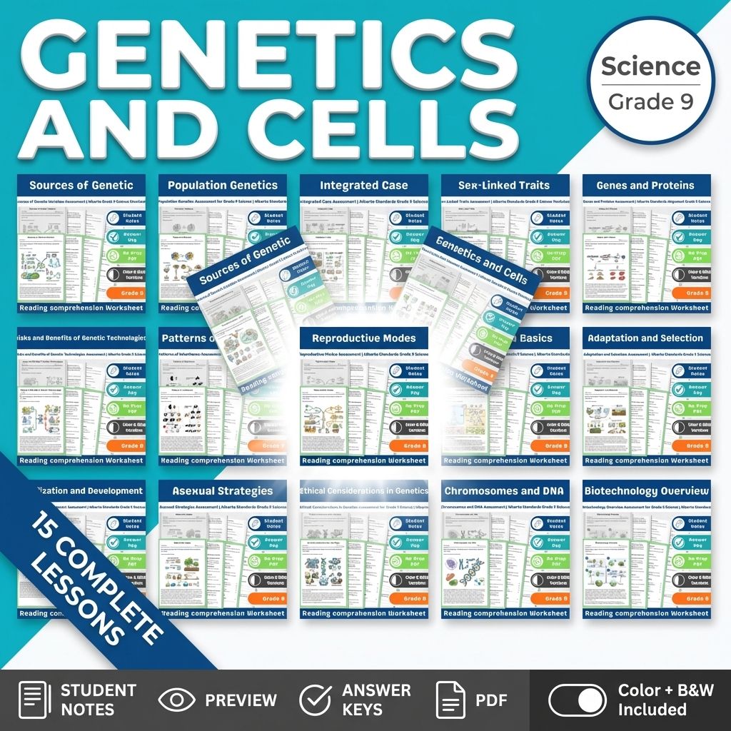 Lesson Grade 9 Science Assessment Bundle | Genetics and Cells — bundle cover