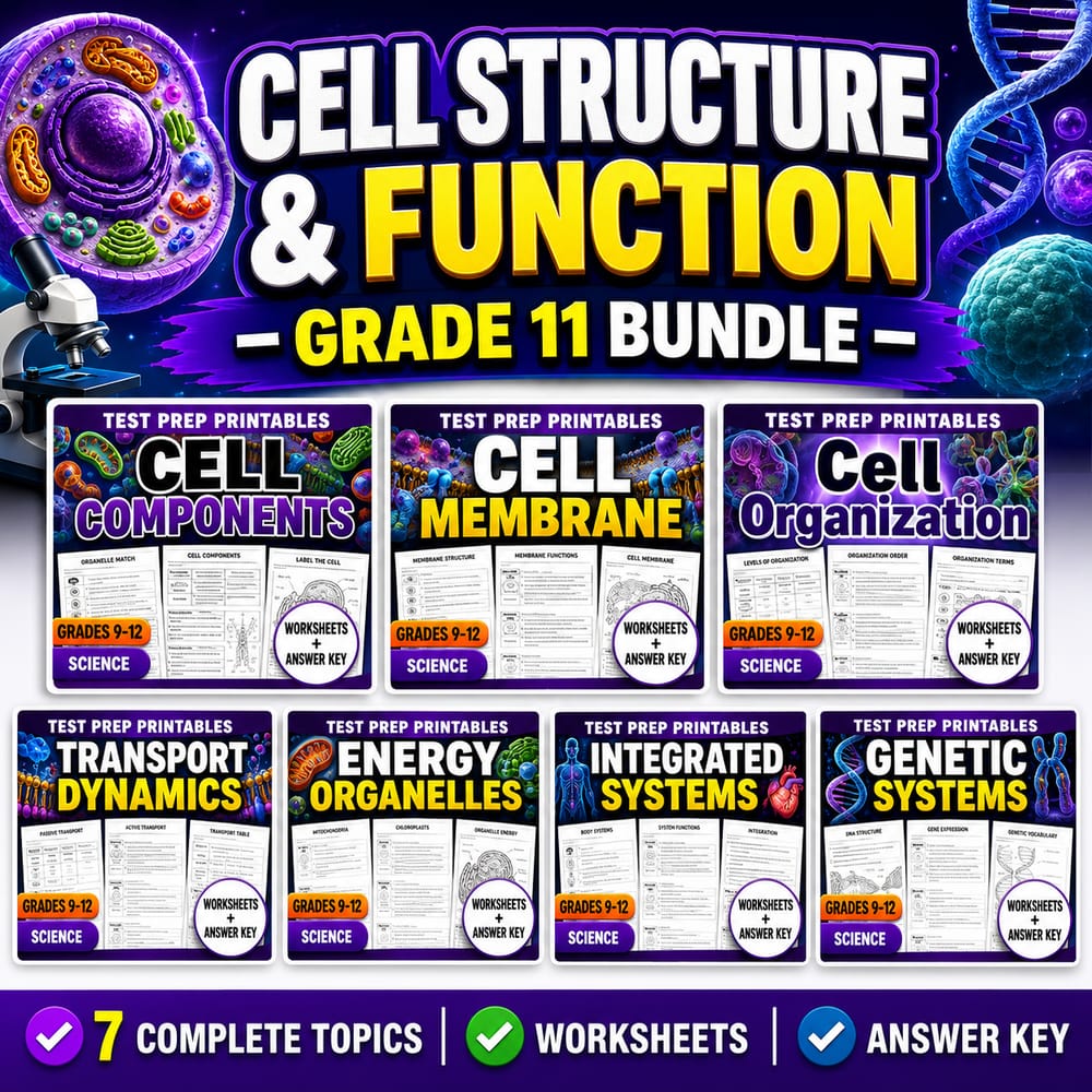 Cell Structure & Function Lesson Bundle | Grade 11 Science | teks — bundle cover
