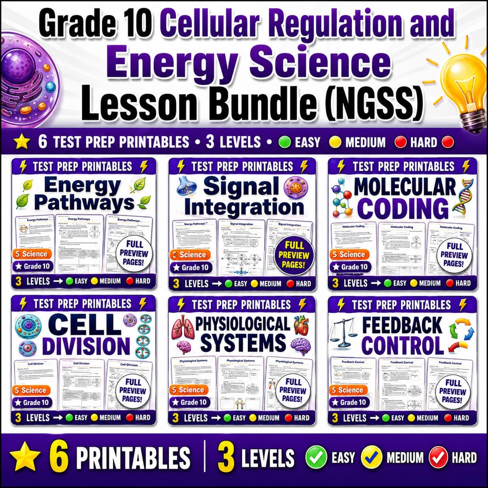 Grade 10 Cellular Regulation and Energy Science Lesson Bundle (NGSS) — bundle cover