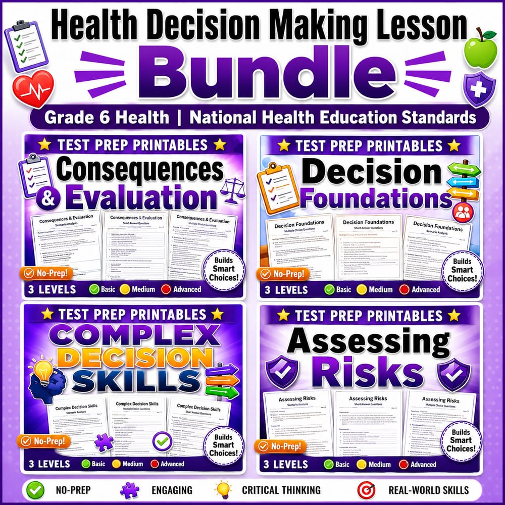 Health Decision Making Lesson Bundle | Grade 6 Health | National Health Education Standards — bundle cover