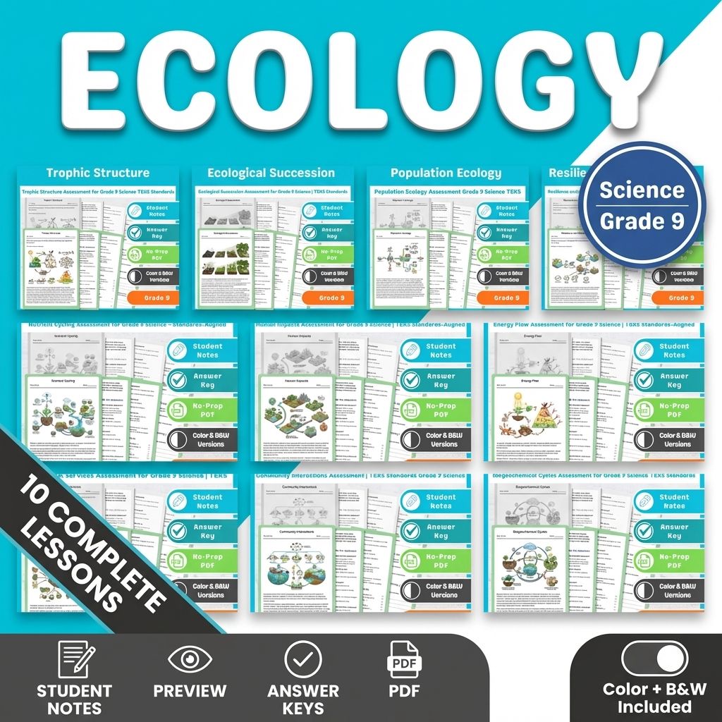 Grade 9 Ecology & Environmental Interactions Science lesson bundle: TEKS — bundle cover