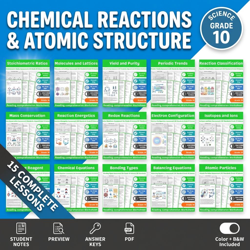 Grade 10 Science Assessment Bundle – Chemical Reactions & Atomic Structure — bundle cover