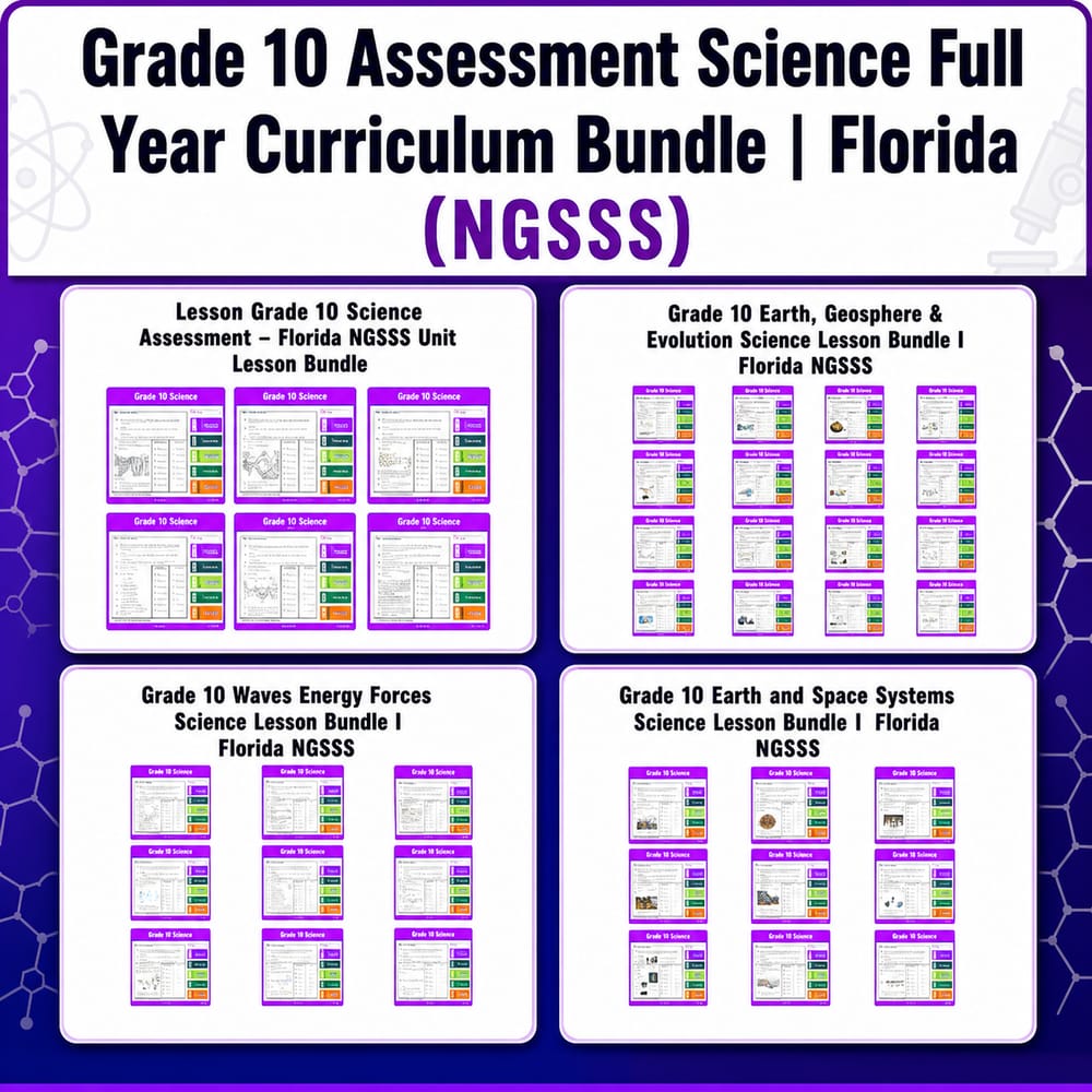 Grade 10 Assessment Science Full Year Curriculum Bundle | Florida (NGSSS) — bundle cover