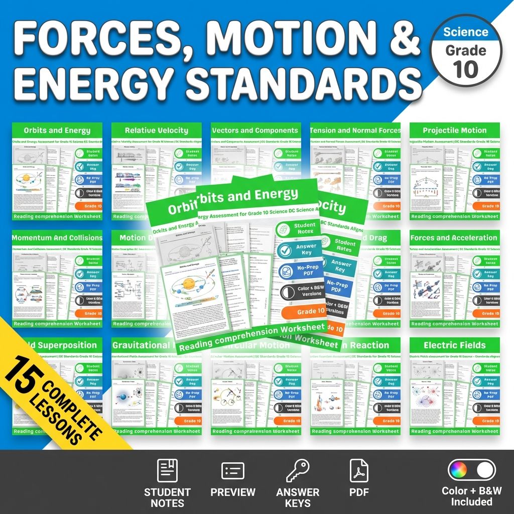 Grade 10 Science Assessment Mini Bundle – Forces, Motion & Energy Standards — bundle cover